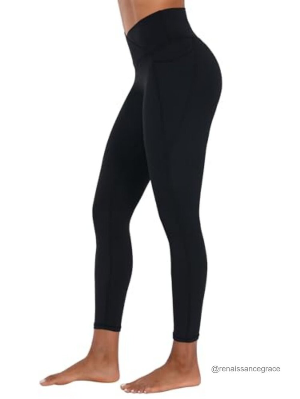 Sunzel No Front Seam Crossover Waist Workout Leggings with Pockets High Rise - Picture 5 of 6